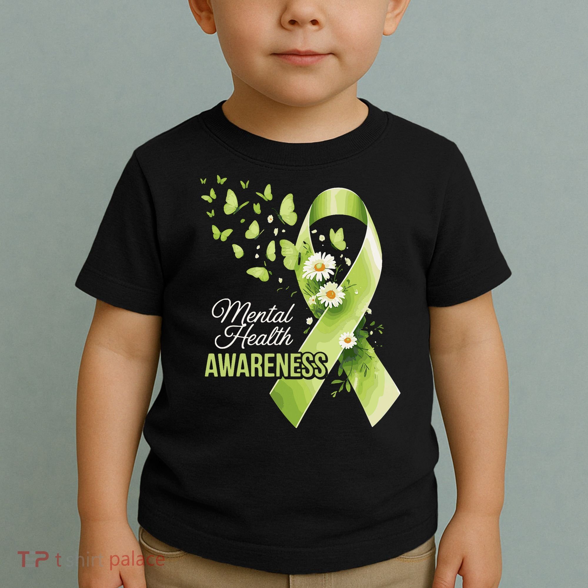 Mental Health Awareness Butterfly Green Ribbon  Toddler T-Shirt