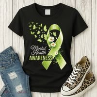Mental Health Awareness Butterfly Green Ribbon  Women's T-Shirt thumb 3
