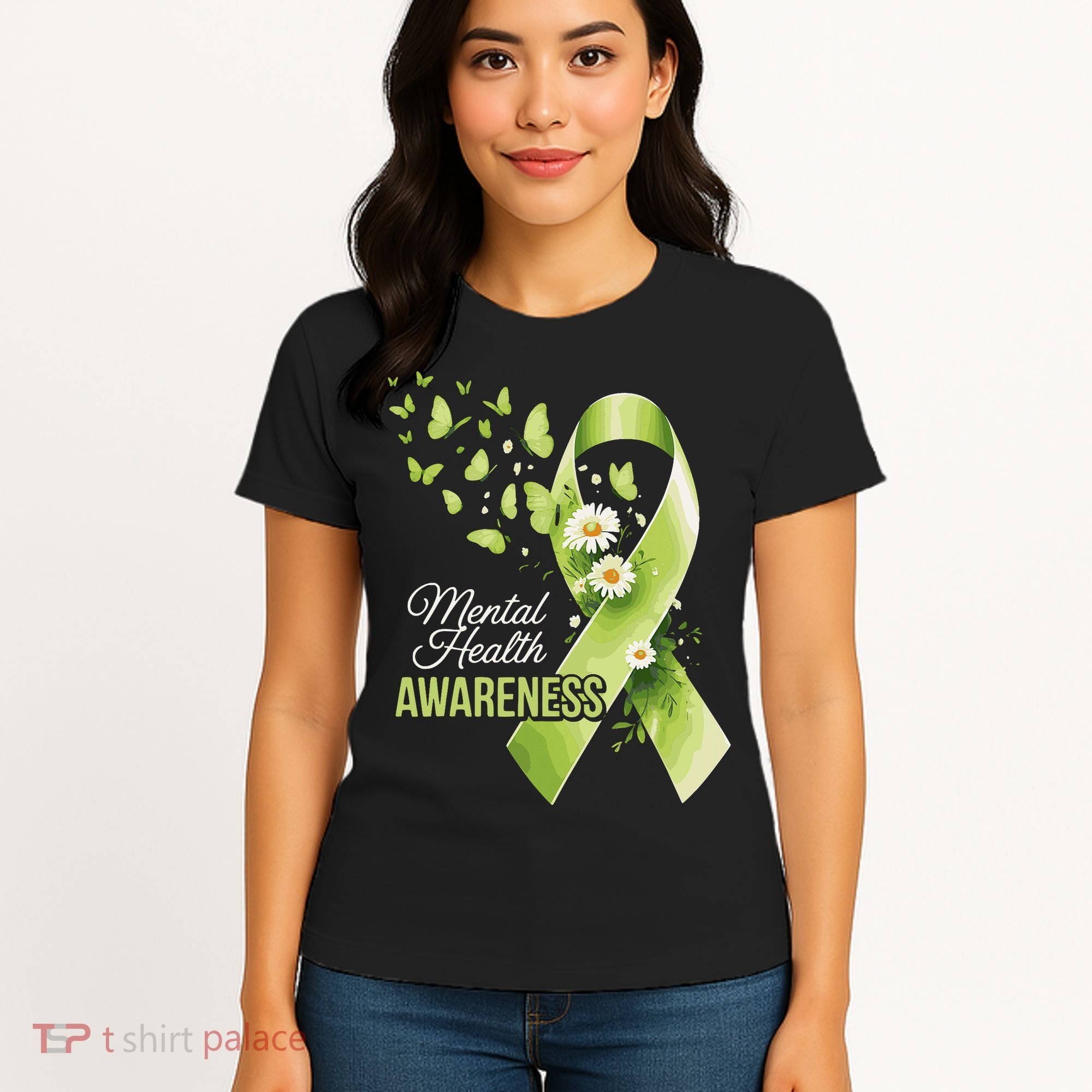 Mental Health Awareness Butterfly Green Ribbon  Women's T-Shirt