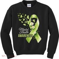 Mental Health Awareness Butterfly Green Ribbon  Kids Sweatshirt thumb 0