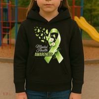Mental Health Awareness Butterfly Green Ribbon  Kids Hoodie thumb 3