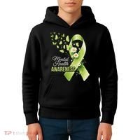 Mental Health Awareness Butterfly Green Ribbon  Kids Hoodie thumb 4