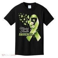 Mental Health Awareness Butterfly Green Ribbon  Kids T-Shirt thumb 0