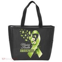 Mental Health Awareness Butterfly Green Ribbon  Tote Bag thumb 0