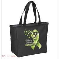 Mental Health Awareness Butterfly Green Ribbon  Tote Bag thumb 2