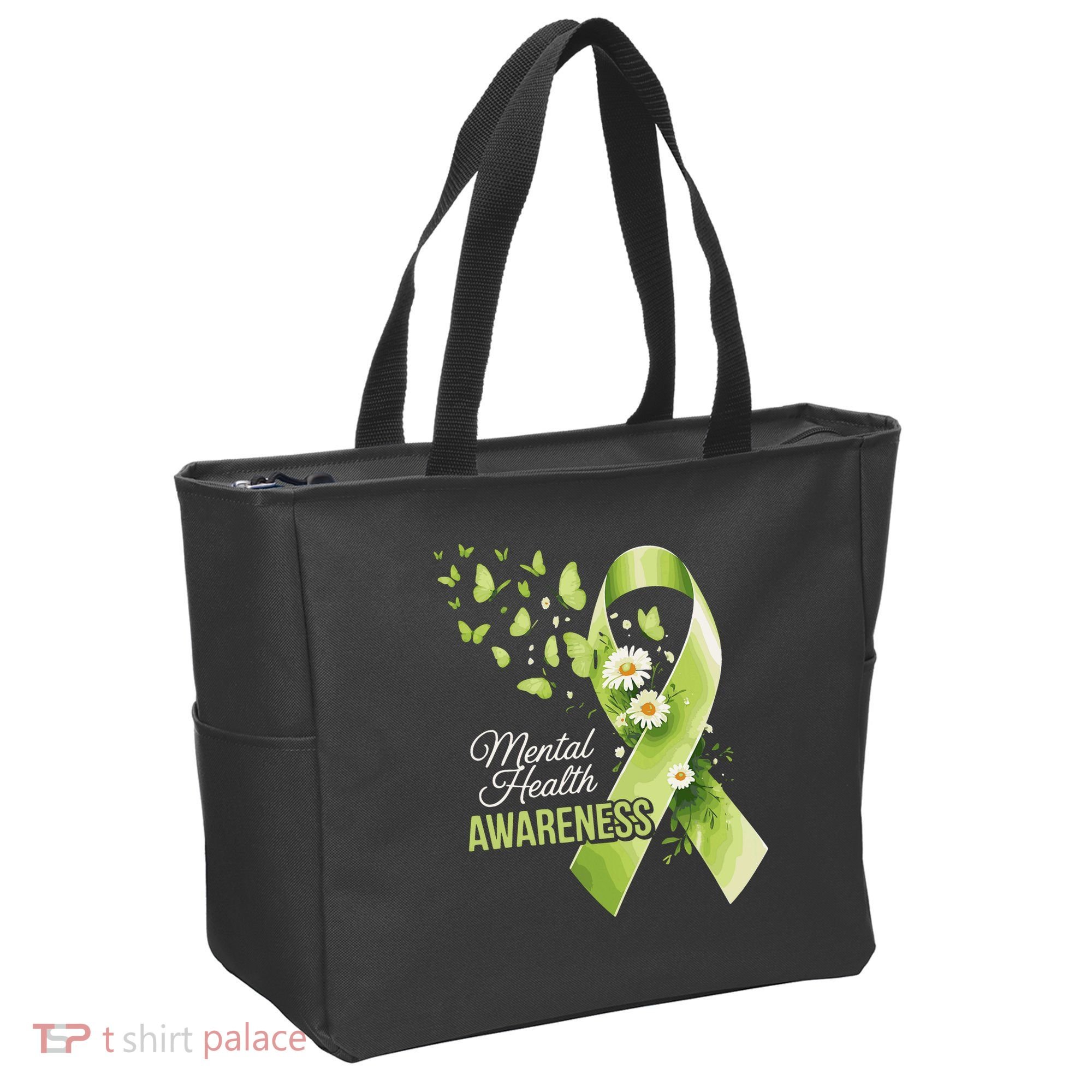 Mental Health Awareness Butterfly Green Ribbon  Tote Bag