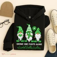 Mental Health Awareness Support Squad Gnome Green Ribbon Hoodie thumb 4