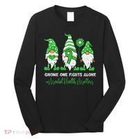 Mental Health Awareness Support Squad Gnome Green Ribbon Long Sleeve Shirt thumb 0