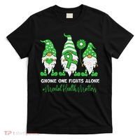Mental Health Awareness Support Squad Gnome Green Ribbon T-Shirt thumb 0