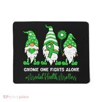 Mental Health Awareness Support Squad Gnome Green Ribbon Mousepad thumb 0