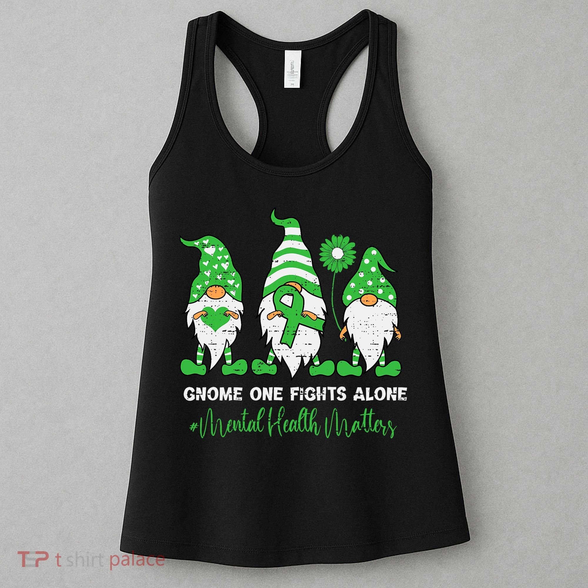 Mental Health Awareness Support Squad Gnome Green Ribbon Women's Tank Top
