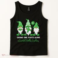 Mental Health Awareness Support Squad Gnome Green Ribbon Tank Top thumb 2