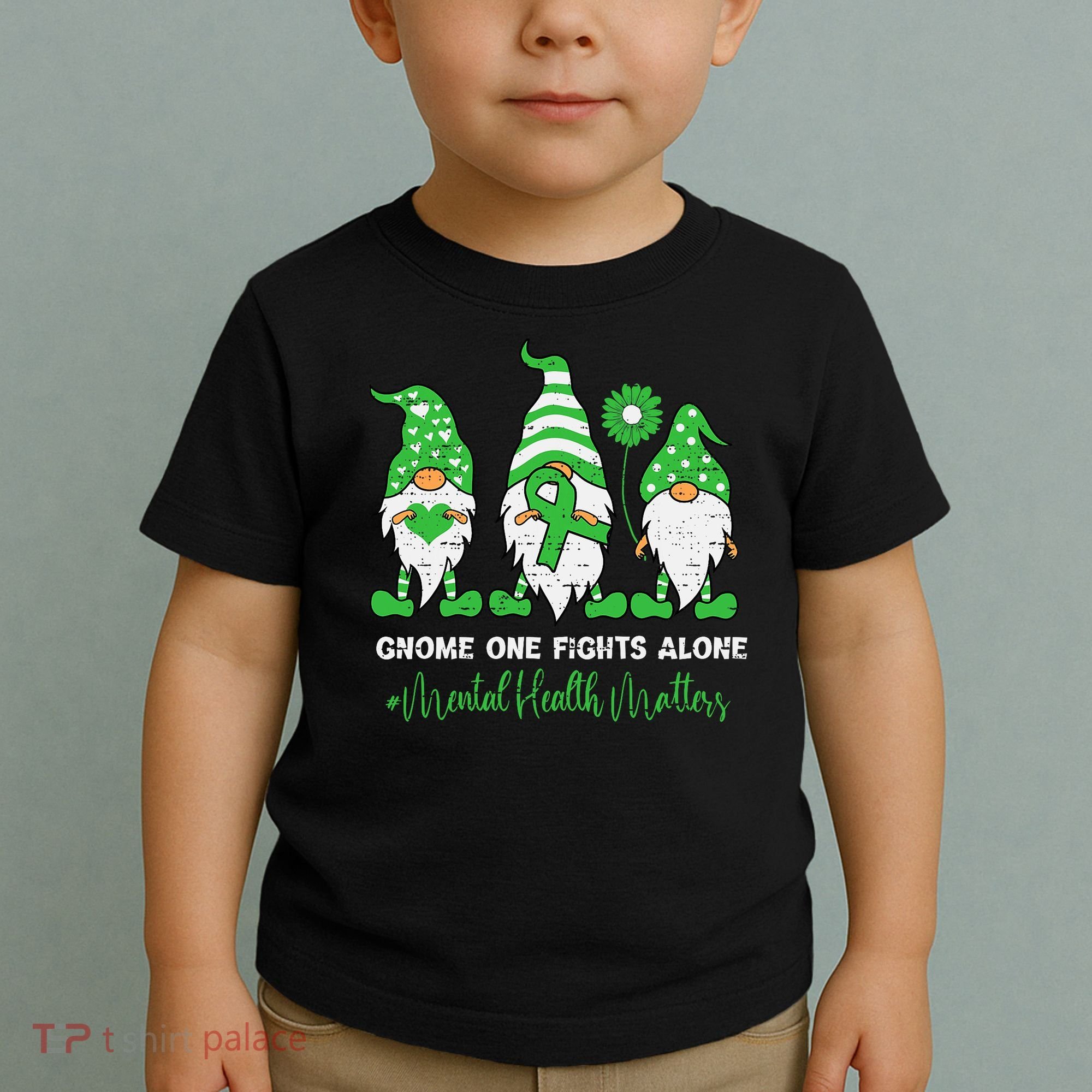 Mental Health Awareness Support Squad Gnome Green Ribbon Toddler T-Shirt