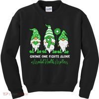 Mental Health Awareness Support Squad Gnome Green Ribbon Kids Sweatshirt thumb 0
