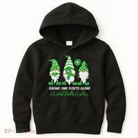 Mental Health Awareness Support Squad Gnome Green Ribbon Kids Hoodie thumb 0