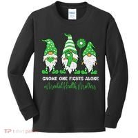 Mental Health Awareness Support Squad Gnome Green Ribbon Kids Long Sleeve Shirt thumb 0