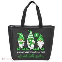 Mental Health Awareness Support Squad Gnome Green Ribbon Tote Bag thumb 0