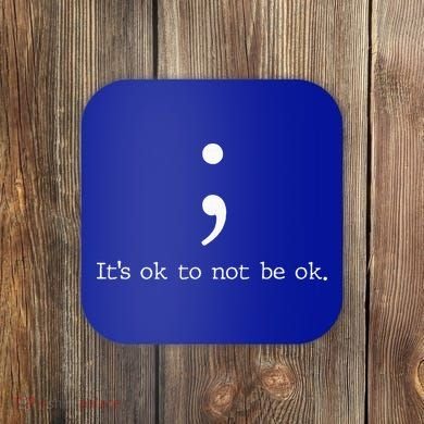 Mental Health Awareness Semicolon Coaster