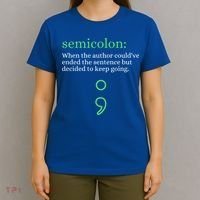 Mental Health Awareness Month Semicolon Definition Green Funny Gift T-Shirt thumb 4