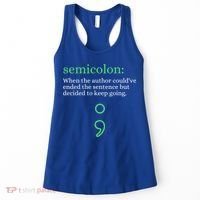Mental Health Awareness Month Semicolon Definition Green Funny Gift Women's Tank Top thumb 0