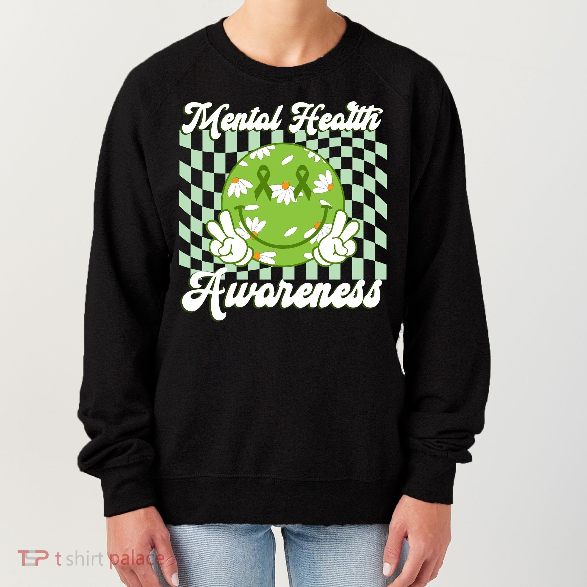 Mental Health Awareness Smile Face Groovy Women's Sweatshirt