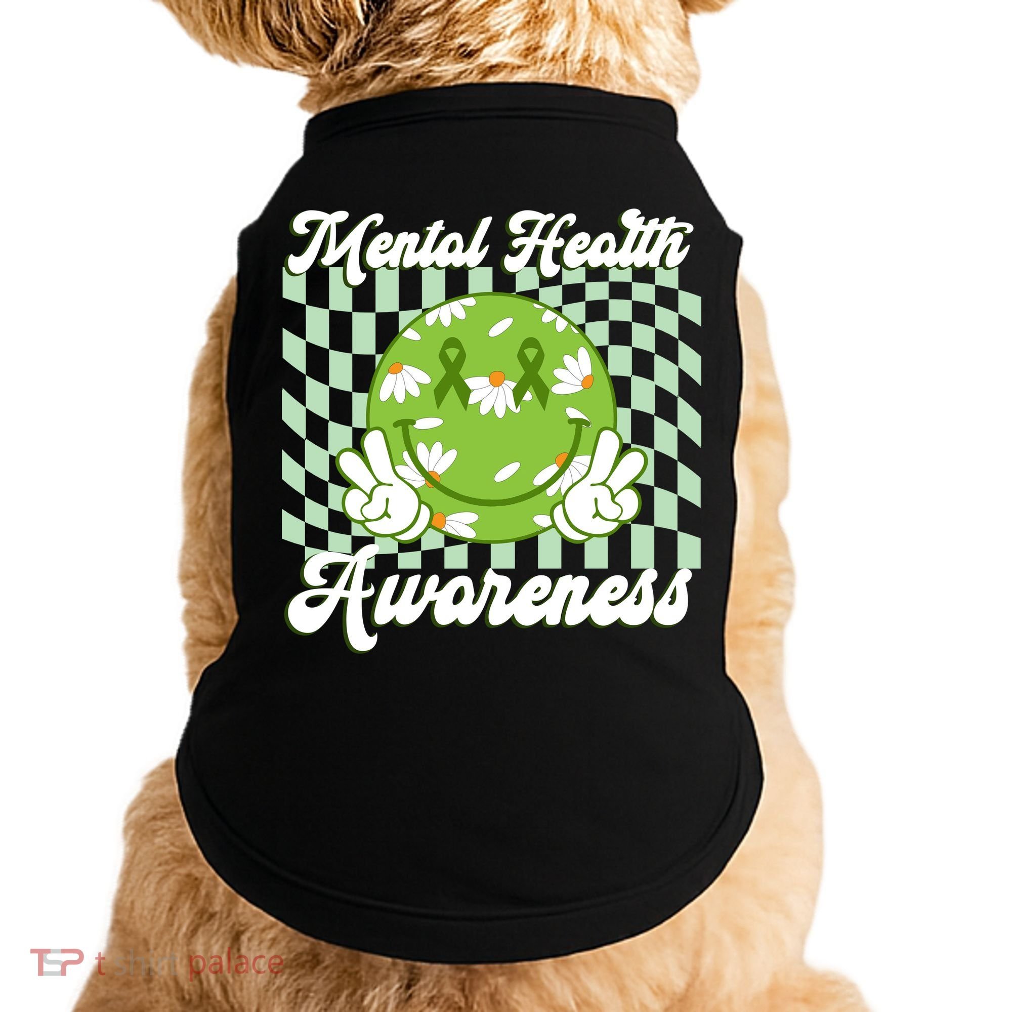 Mental Health Awareness Smile Face Groovy Doggie Tank