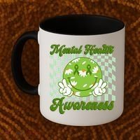 Mental Health Awareness Smile Face Groovy Coffee Mug thumb 2
