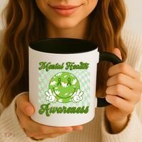 Mental Health Awareness Smile Face Groovy Coffee Mug thumb 3