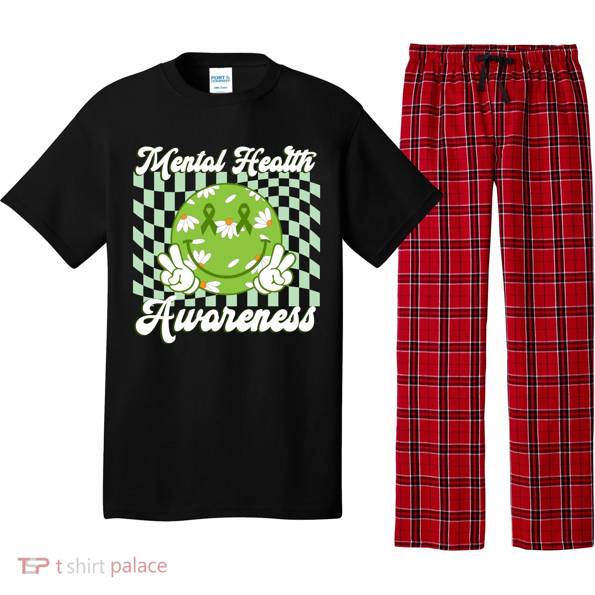 Mental Health Awareness Smile Face Groovy Pajama Set