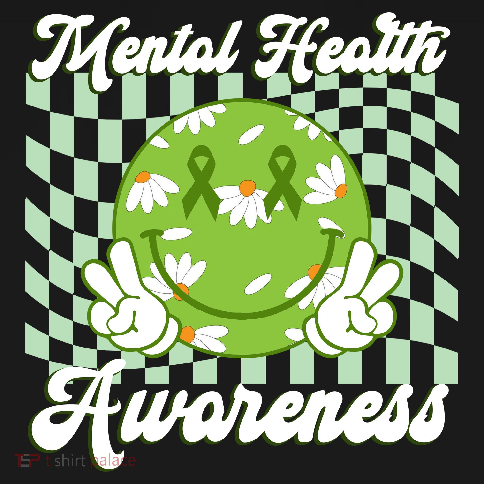Mental Health Awareness Smile Face Groovy Ornament