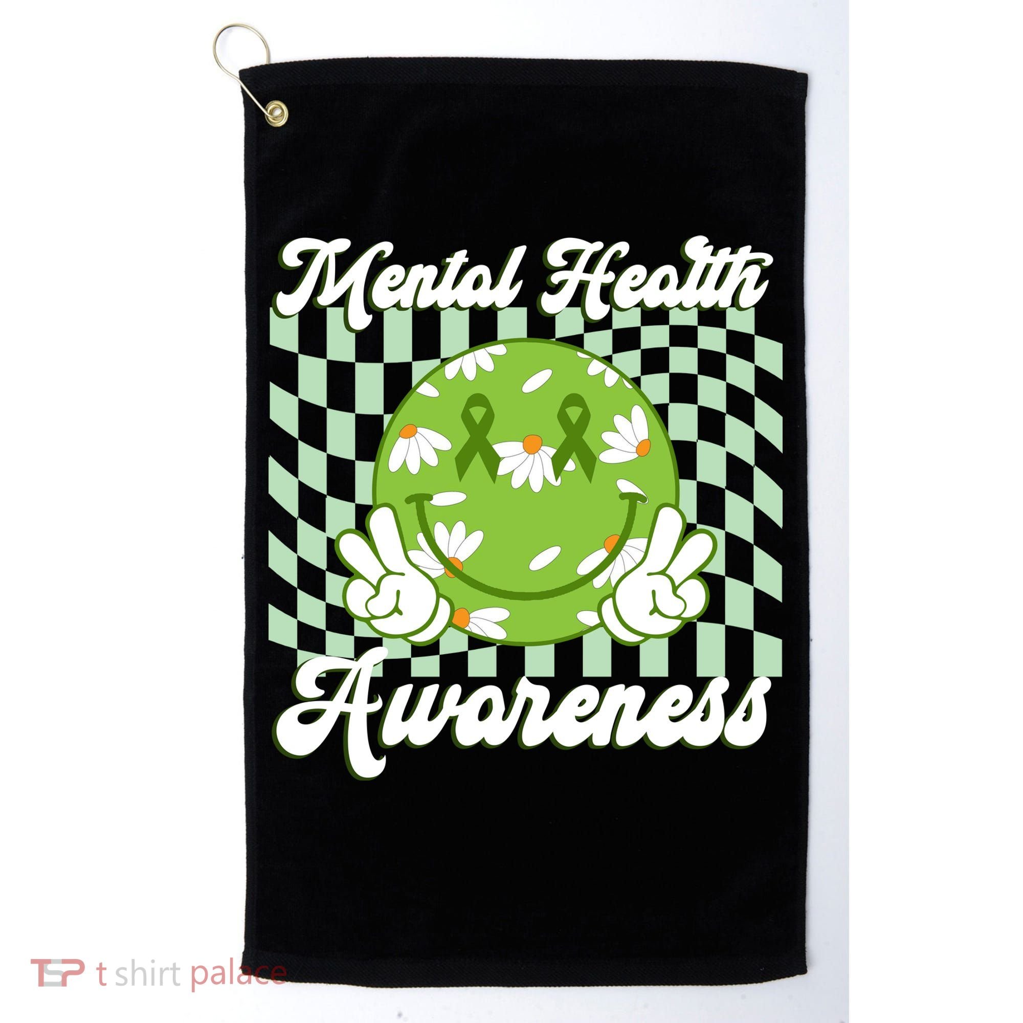 Mental Health Awareness Smile Face Groovy Golf Towel