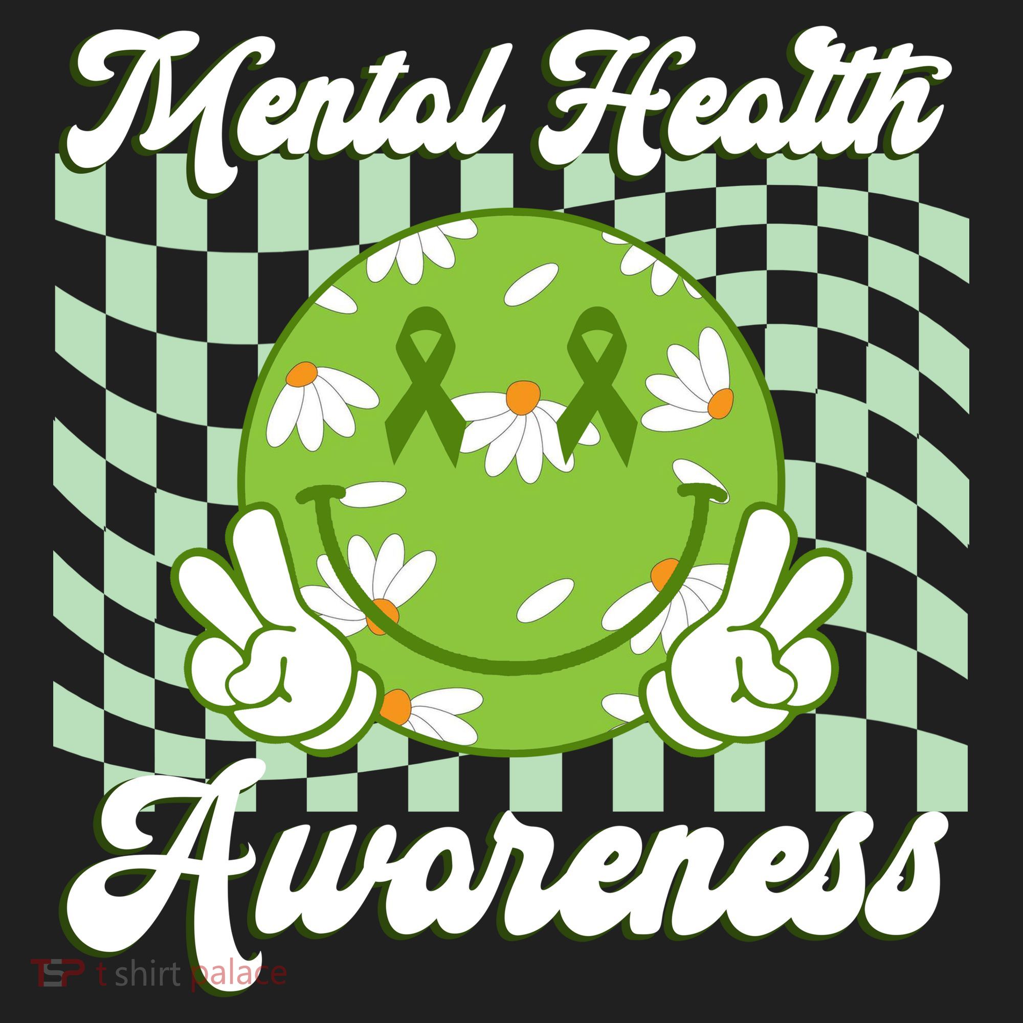 Mental Health Awareness Smile Face Groovy Golf Towel
