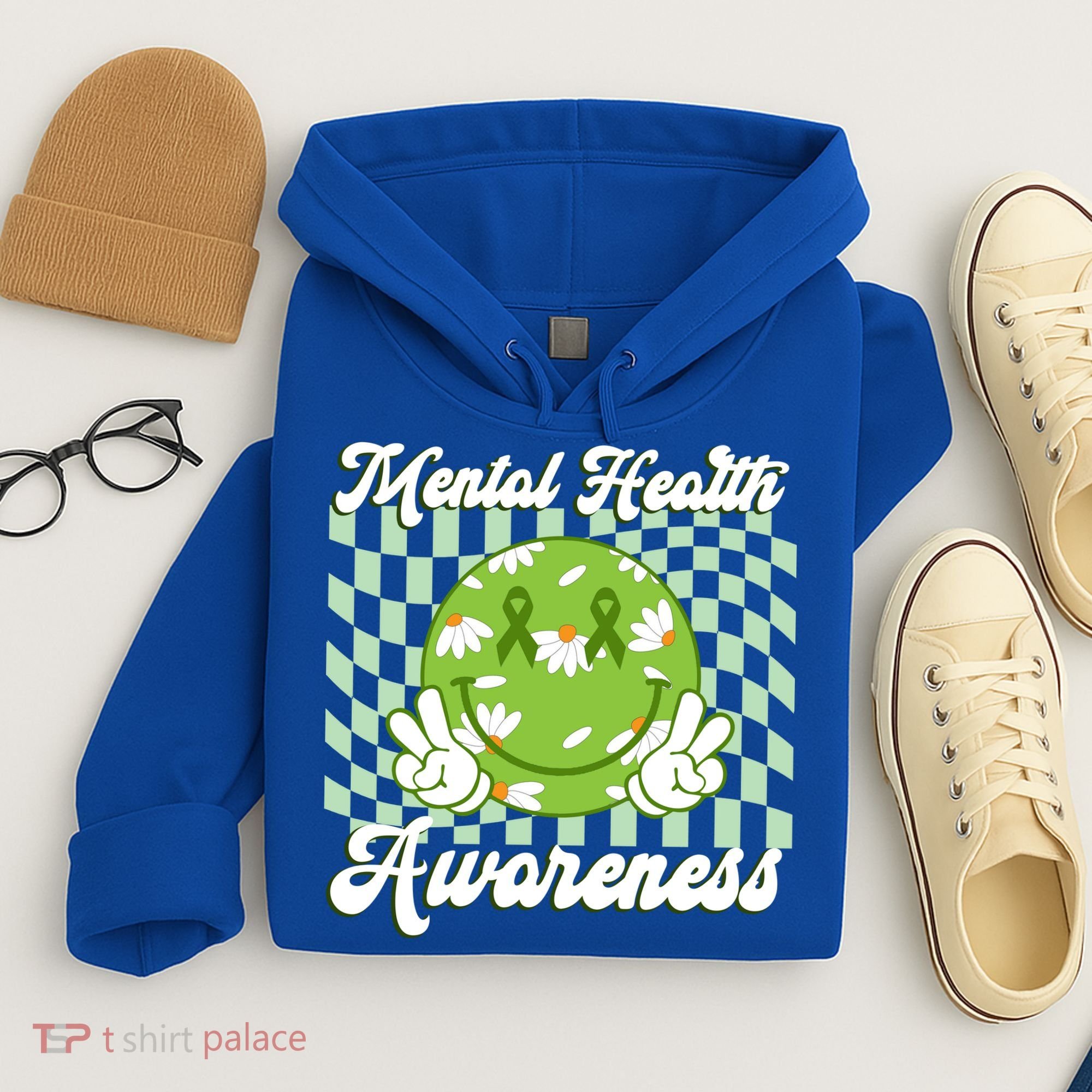 Mental Health Awareness Smile Face Groovy Hoodie