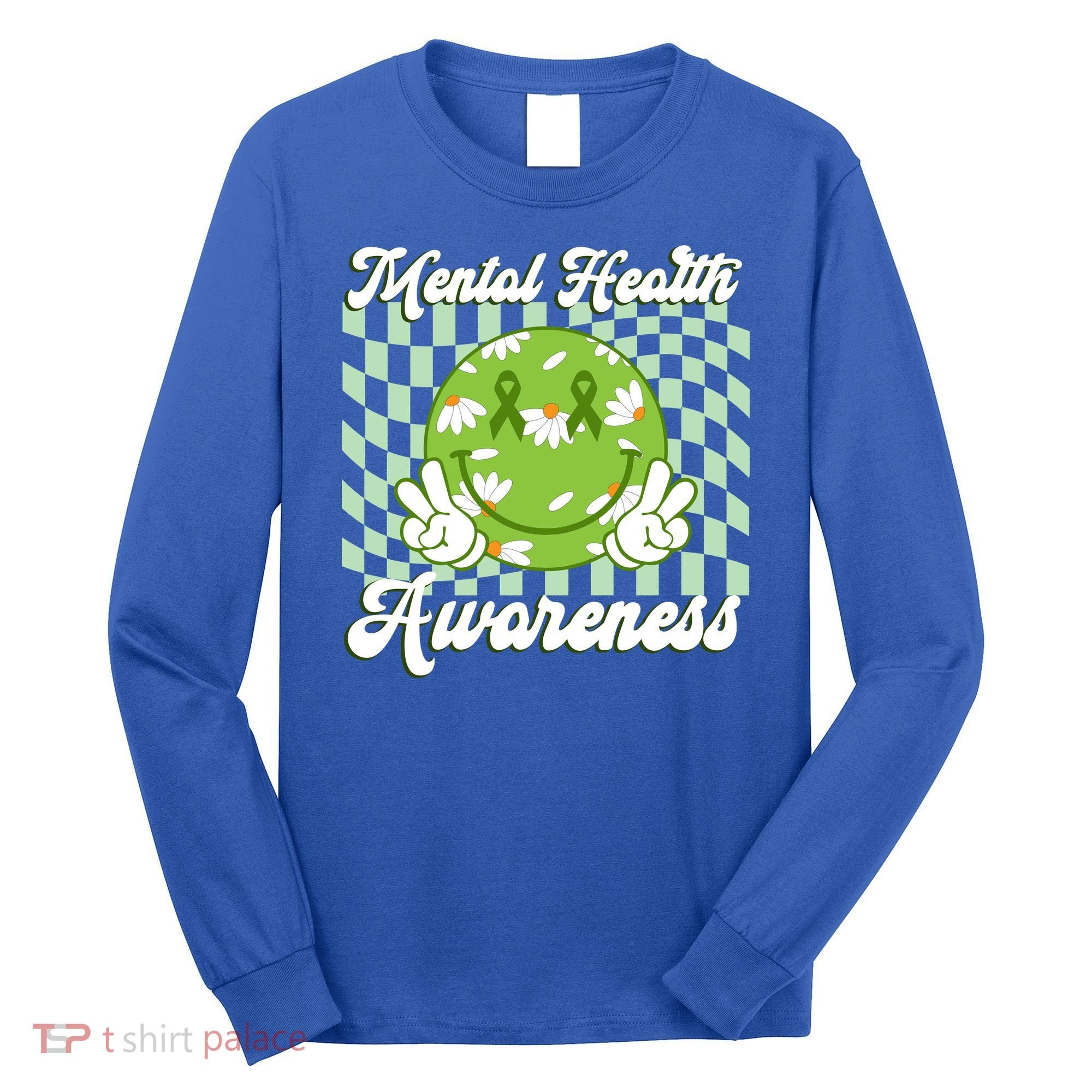 Mental Health Awareness Smile Face Groovy Long Sleeve Shirt