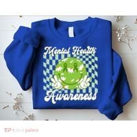 Mental Health Awareness Smile Face Groovy Sweatshirt thumb 2