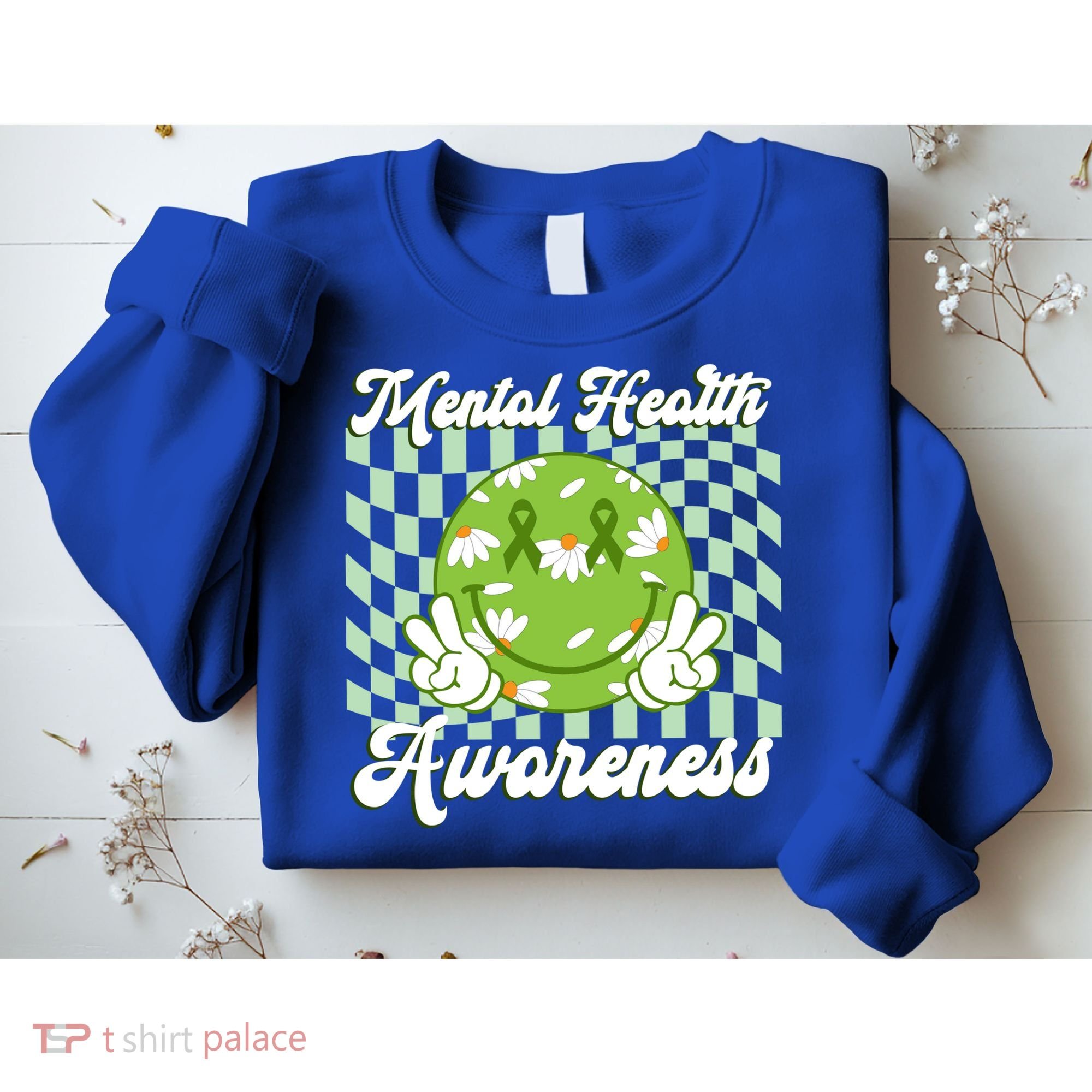 Mental Health Awareness Smile Face Groovy Sweatshirt