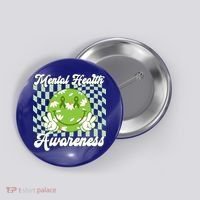 Mental Health Awareness Smile Face Groovy Button thumb 0