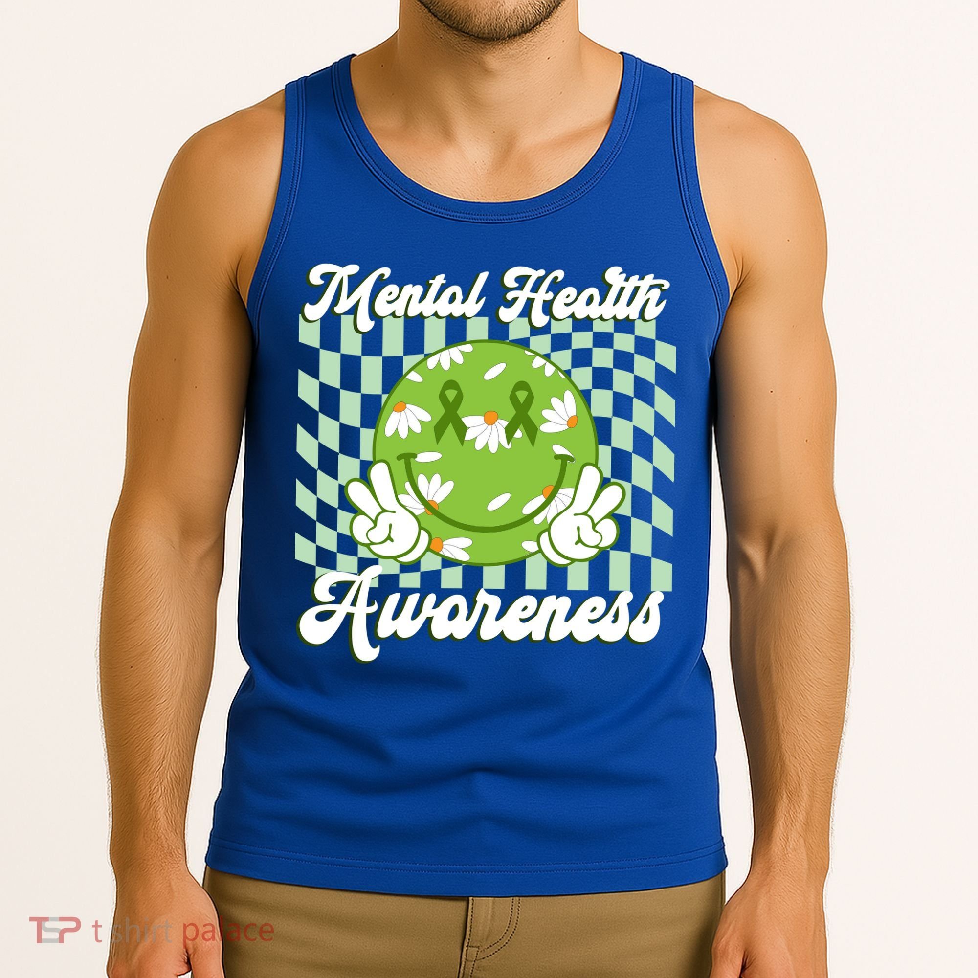 Mental Health Awareness Smile Face Groovy Tank Top