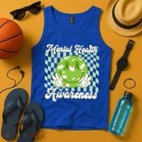 Mental Health Awareness Smile Face Groovy Tank Top thumb 4
