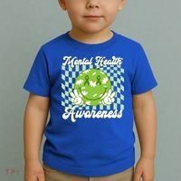 Mental Health Awareness Smile Face Groovy Toddler T-Shirt thumb 2