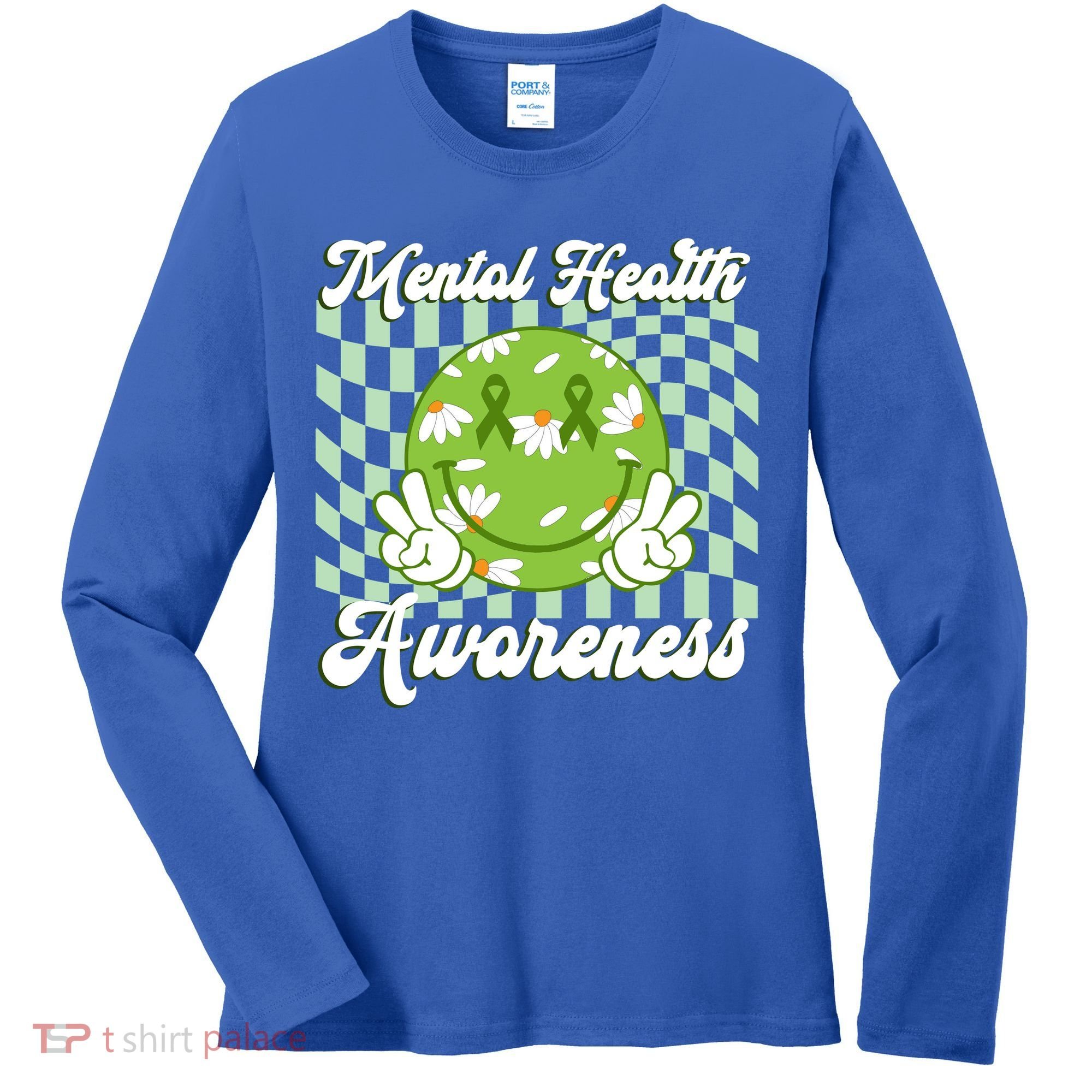 Mental Health Awareness Smile Face Groovy Women's Long Sleeve Shirt