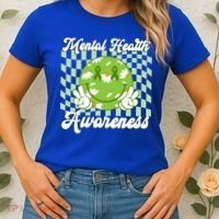 Mental Health Awareness Smile Face Groovy Women's T-Shirt thumb 2