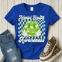 Mental Health Awareness Smile Face Groovy Women's T-Shirt thumb 3