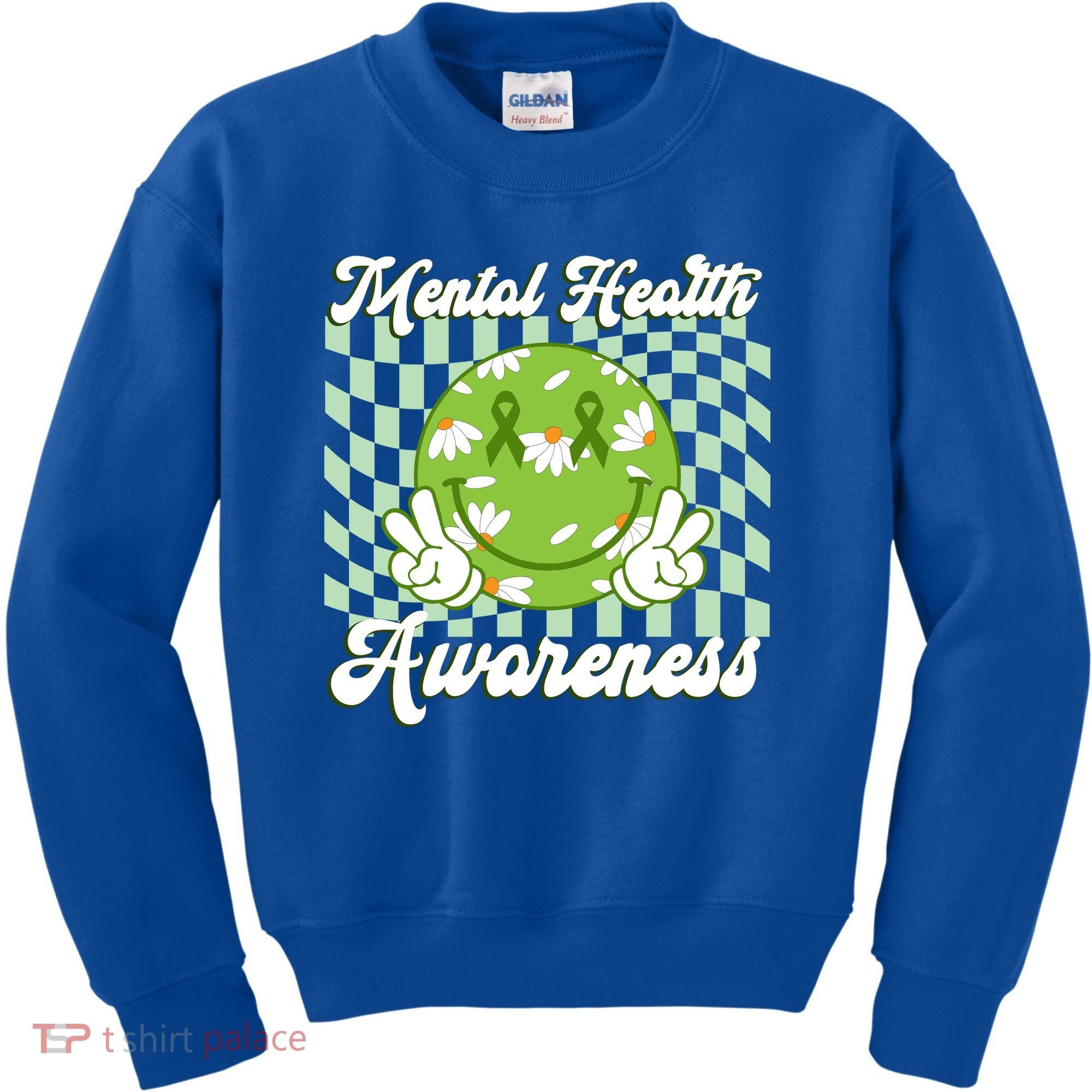 Mental Health Awareness Smile Face Groovy Kids Sweatshirt