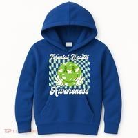 Mental Health Awareness Smile Face Groovy Kids Hoodie thumb 0
