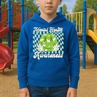 Mental Health Awareness Smile Face Groovy Kids Hoodie thumb 2