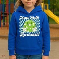 Mental Health Awareness Smile Face Groovy Kids Hoodie thumb 3