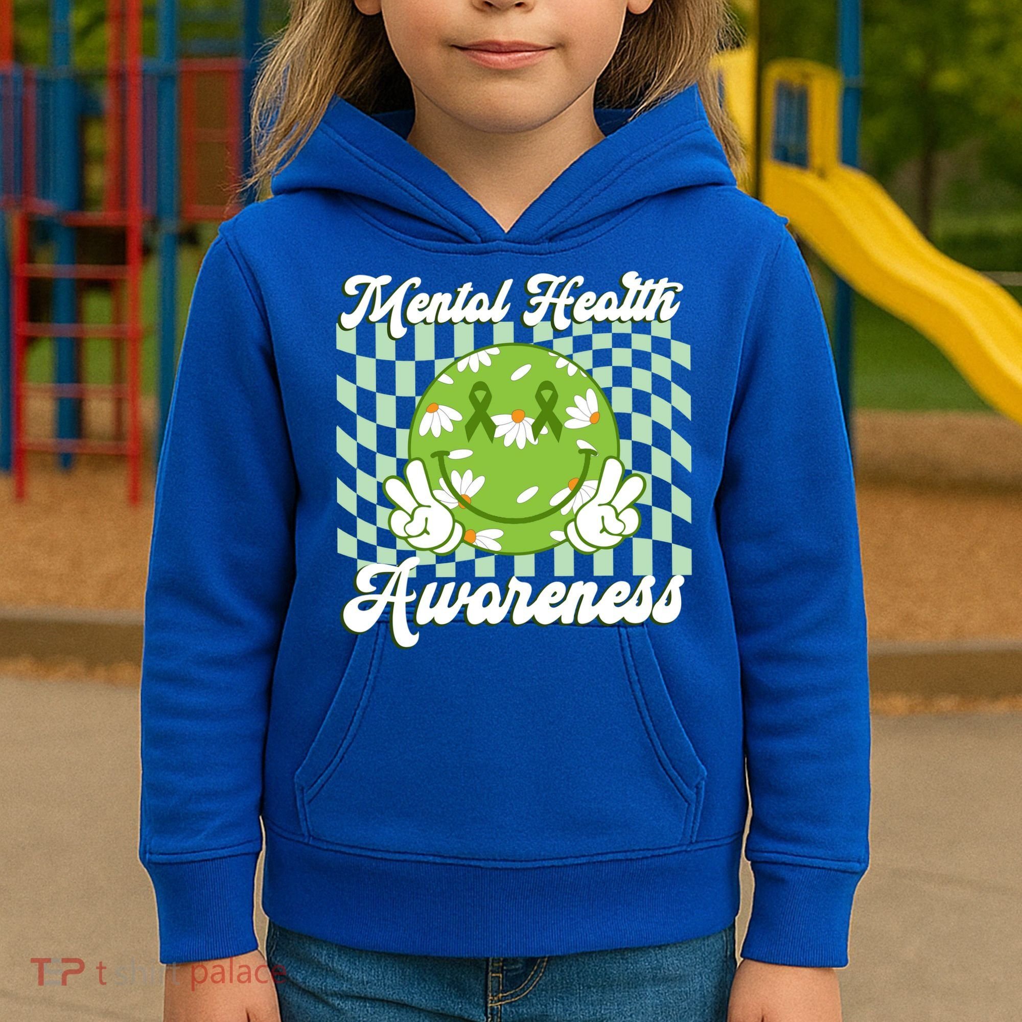 Mental Health Awareness Smile Face Groovy Kids Hoodie