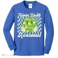Mental Health Awareness Smile Face Groovy Kids Long Sleeve Shirt thumb 0