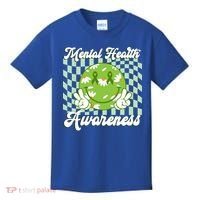 Mental Health Awareness Smile Face Groovy Kids T-Shirt thumb 0